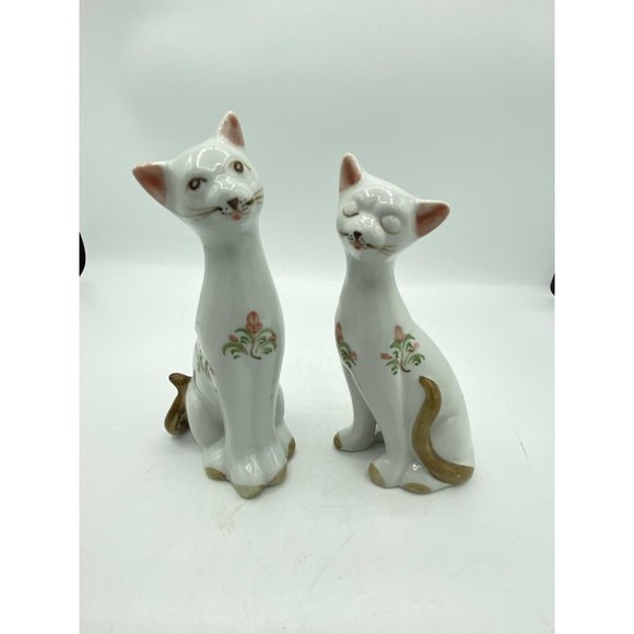2 Vintage Hand Painted Porcelain Cat Figurines Kittens 6 inches - Picture 14 of 16